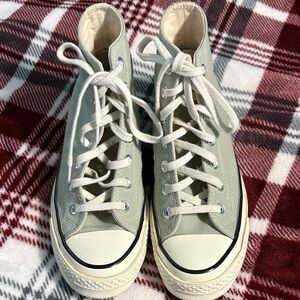 Converse High-Top Sneakers in Light Gray and White